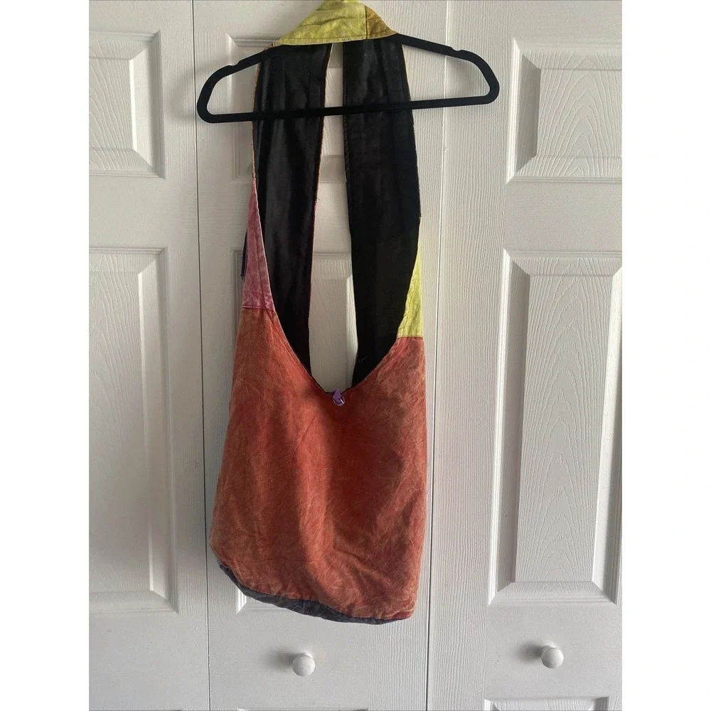 Patchwork Boho‎ Hobo Bag Womens OS Multi Moon Festival Cotton Newspaper Bag